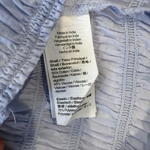 J.Crew Blue Smocked Button Top Coastal Preppy Cottage Spring medium quiet luxury - Picture 10 of 11